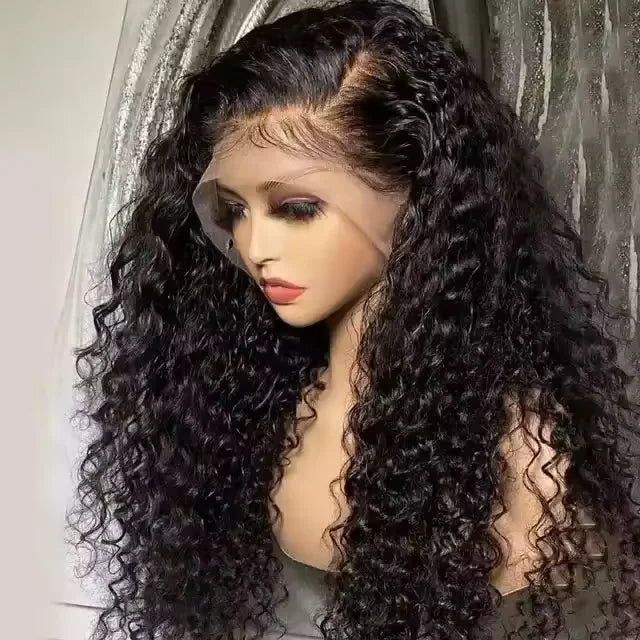 180% Density 26 28 Inch 13x4 Deep Wave Lace Front Wigs Human Hair Pre Plucked Curly Transparent Lace Frontal Wigs Human Hair