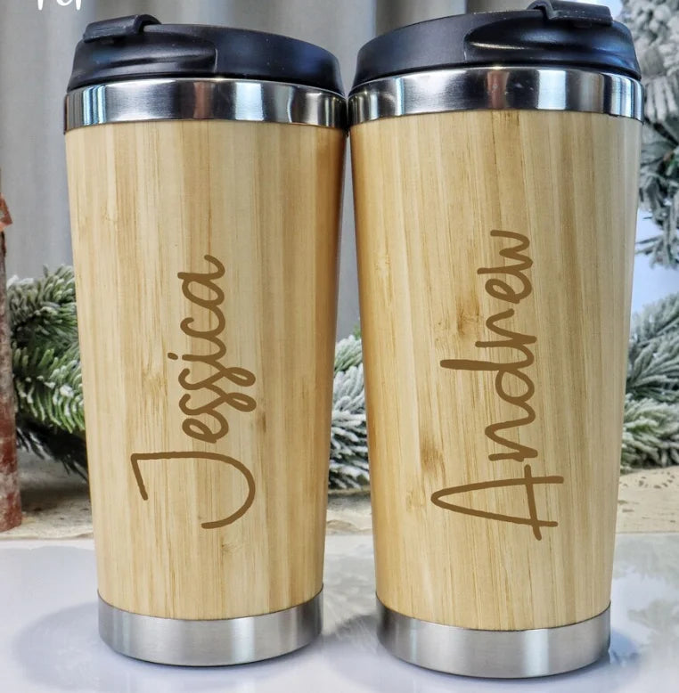 USA Warehouse Pack of 25 Pcs 15oz Laserable Bamboo Coffee Mug Stainless Steel Thermal Tumbler for Laser Engrave Blank