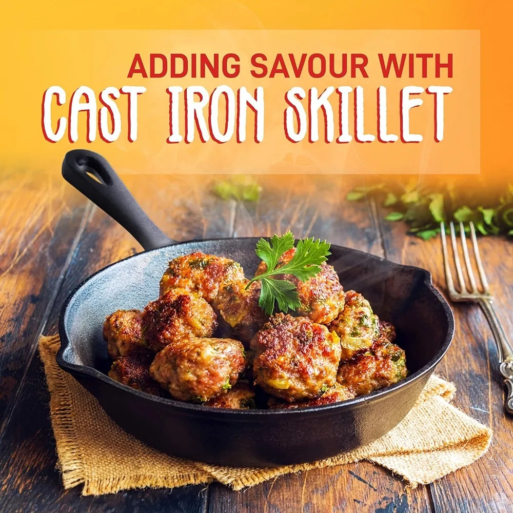 3PCS Cast Iron Skillet Set (6/8/10 Inch)  Pre-Seasoned, Heavy-Duty Pans for Oven, Grill & Campfire, Even Heat, Non-Stick Surface