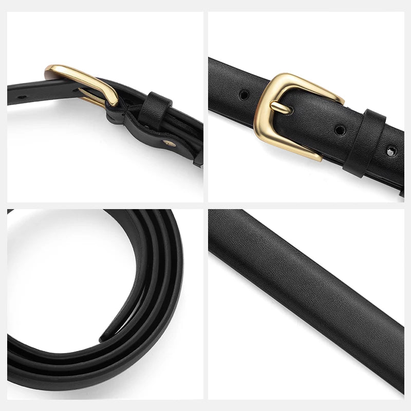 Women's belt fashion pin buckle thin belt real luxury soft belt women with cargo pants jeans windproof belt PU belt