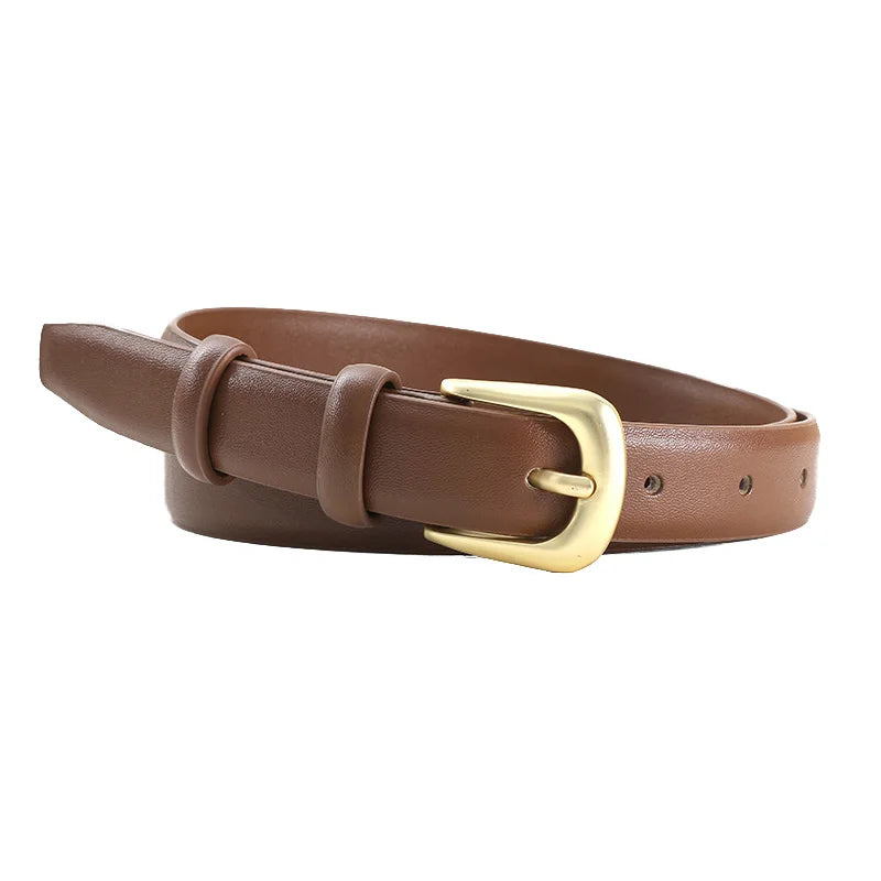 Women's belt fashion pin buckle thin belt real luxury soft belt women with cargo pants jeans windproof belt PU belt