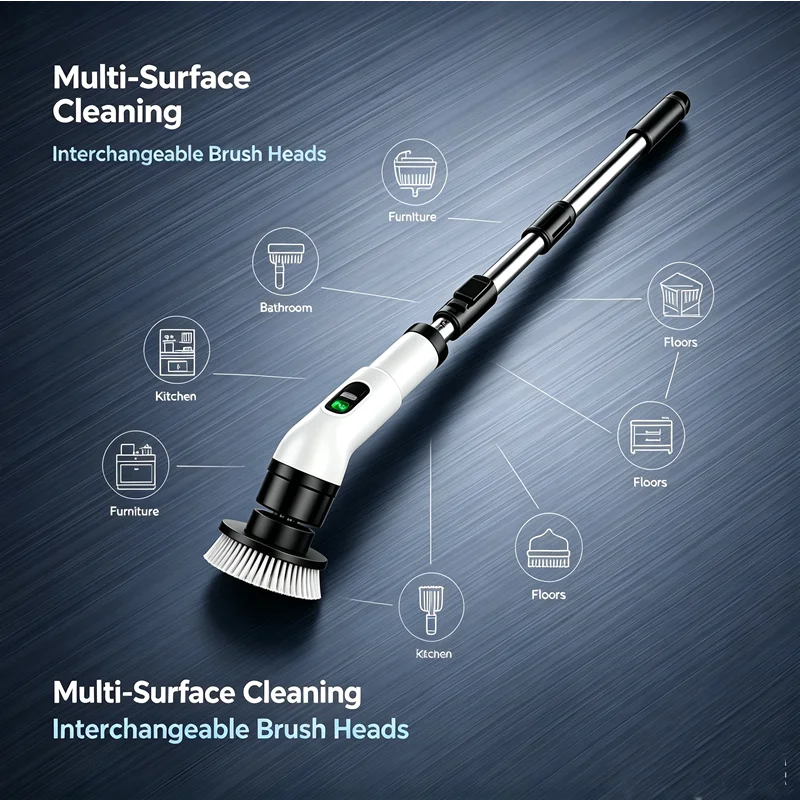 Household Cordless Spin Scrubber Kitchen Gadgets Hair Brushes Bathroom Broom Toilet Mops Electric Multipurpose Cleaning Brush
