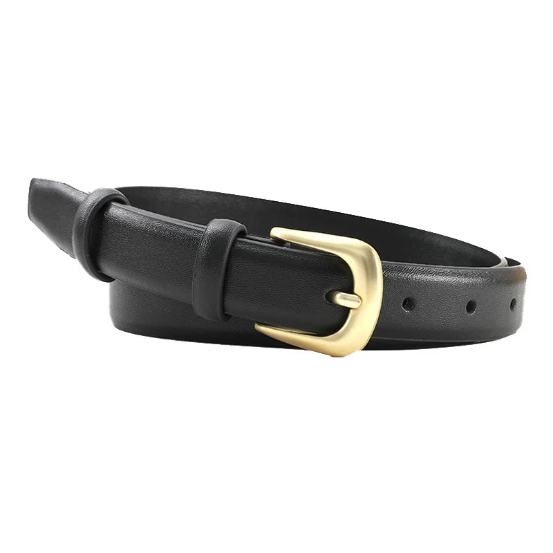 Women's belt fashion pin buckle thin belt real luxury soft belt women with cargo pants jeans windproof belt PU belt