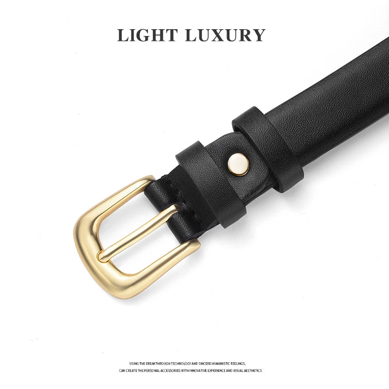 Women's belt fashion pin buckle thin belt real luxury soft belt women with cargo pants jeans windproof belt PU belt