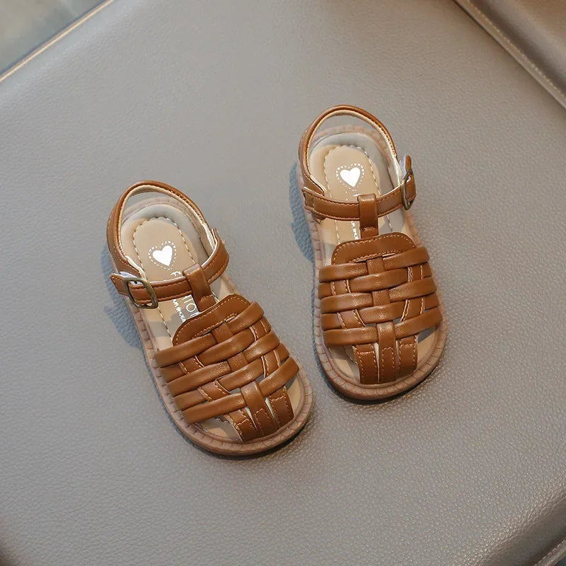 Kids Sandals 2025 Summer Sandals for Boy Fashion Children Cut-Outs Beach Shoes Braided Style Causal Walking Flat Sandals