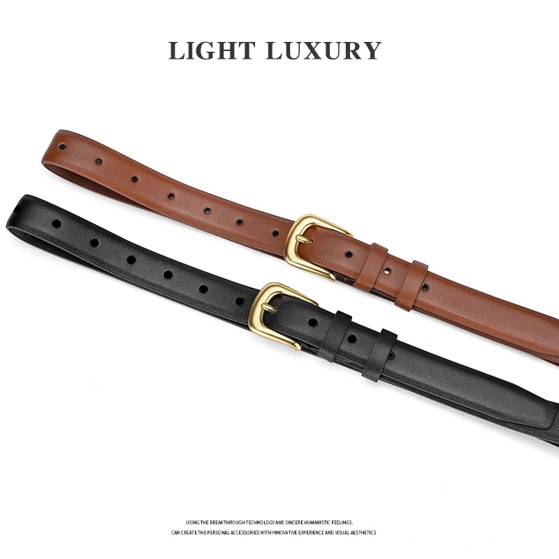 Women's belt fashion pin buckle thin belt real luxury soft belt women with cargo pants jeans windproof belt PU belt